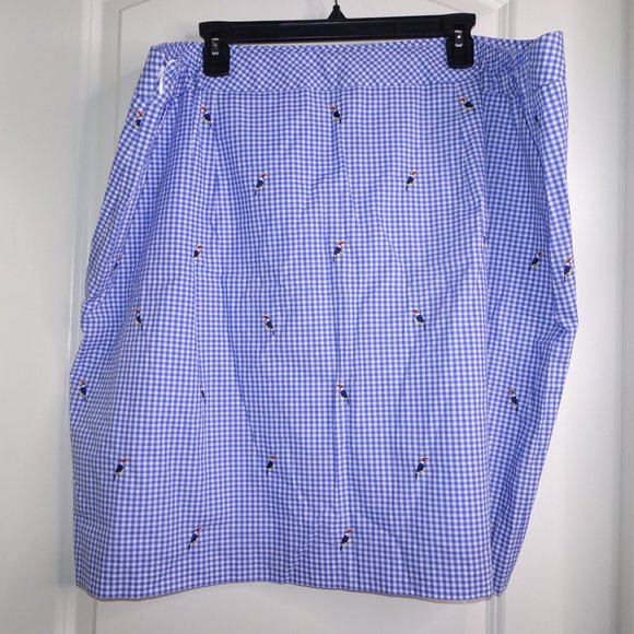 NWT Talbots Plus Size Gingham Cotton Canvas Skirt with Embroidered Parrots - Picture 5 of 8